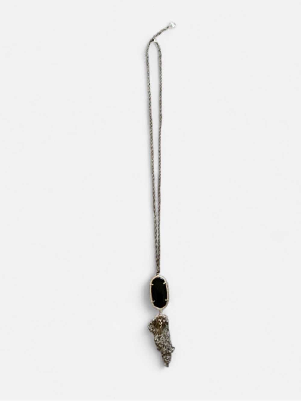 Kendra Scott Necklace w/ Black Stone & Gold-Tone Hanging Pendant OS